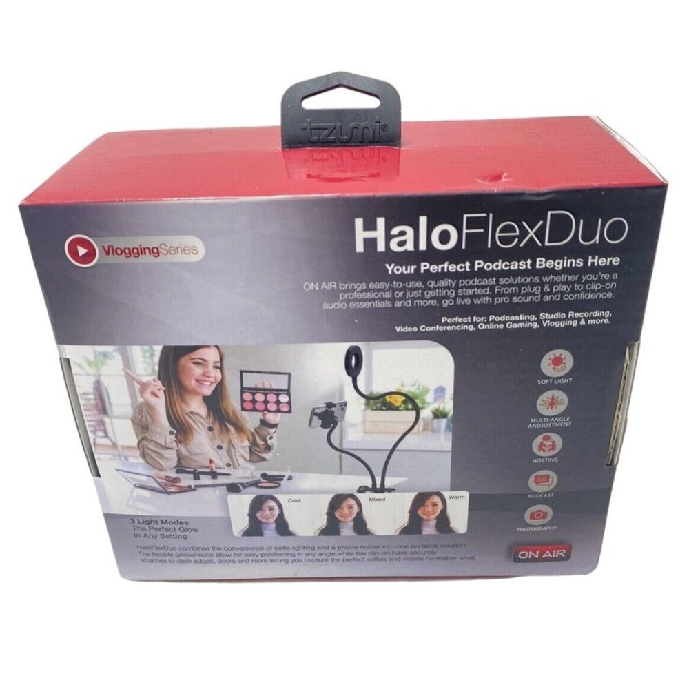 Halo Flex Duo 3.5" LED RingLight-Flex Phone Holder-Clip USB Power - New